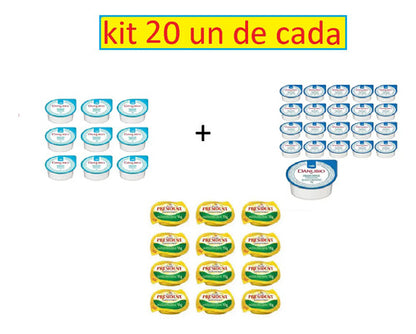 Kit  20 Requeijão +20 Manteiga+20 Cream Cheese Sache Blister