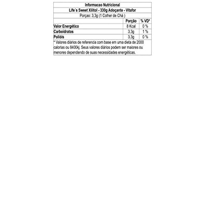 Life´s Sweet Xilitol - 330g Adoçante - Vitafor, Vitafor
