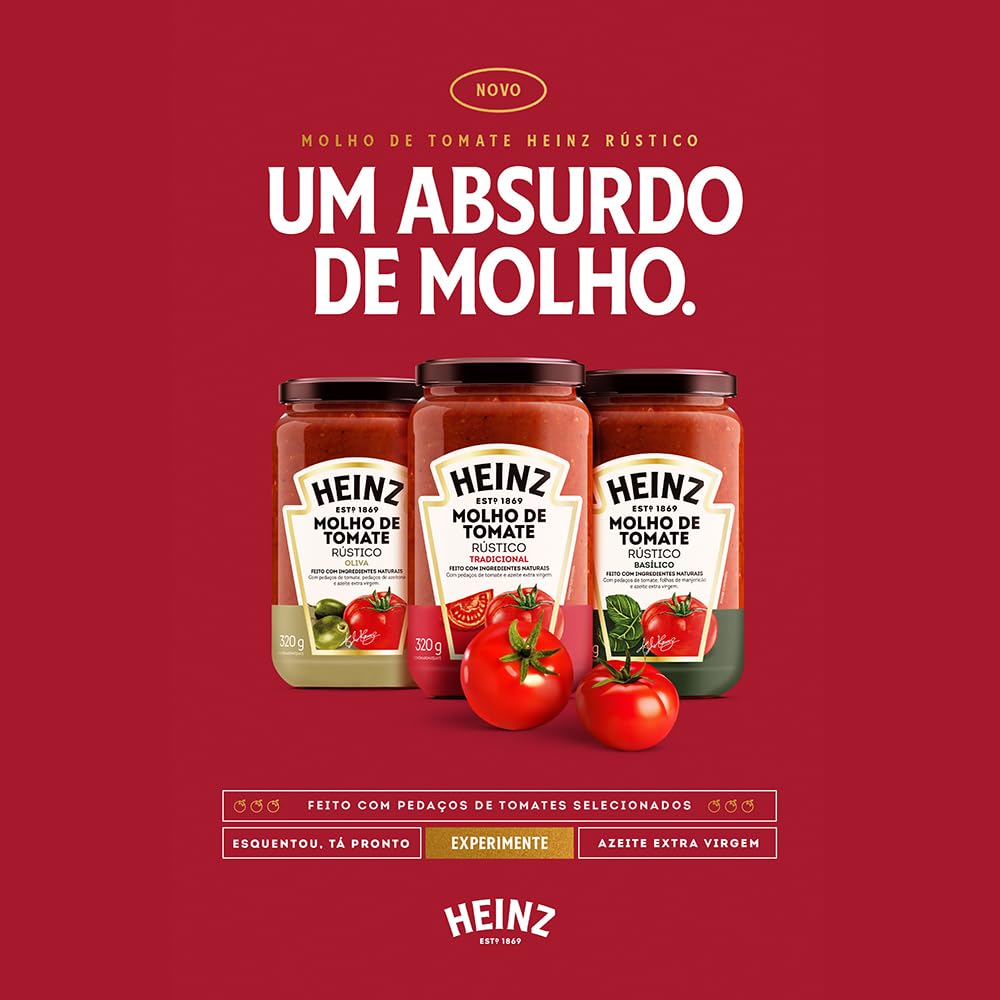 Heinz Molho de Tomate Rústico Tradicional em vidro, 320G