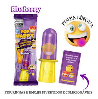Pirulito Pop Happy Pinta Lingua Blueberry Pirulito De Dedo