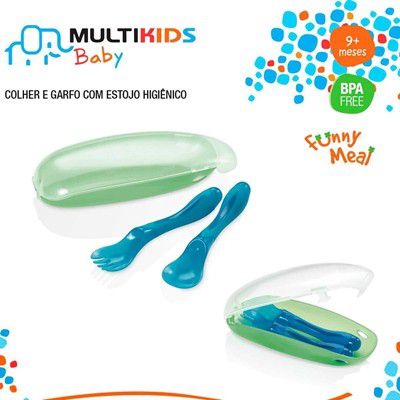 Colher e Garfo com Estojo Higi�nico Funny Meal Menino - BB071
